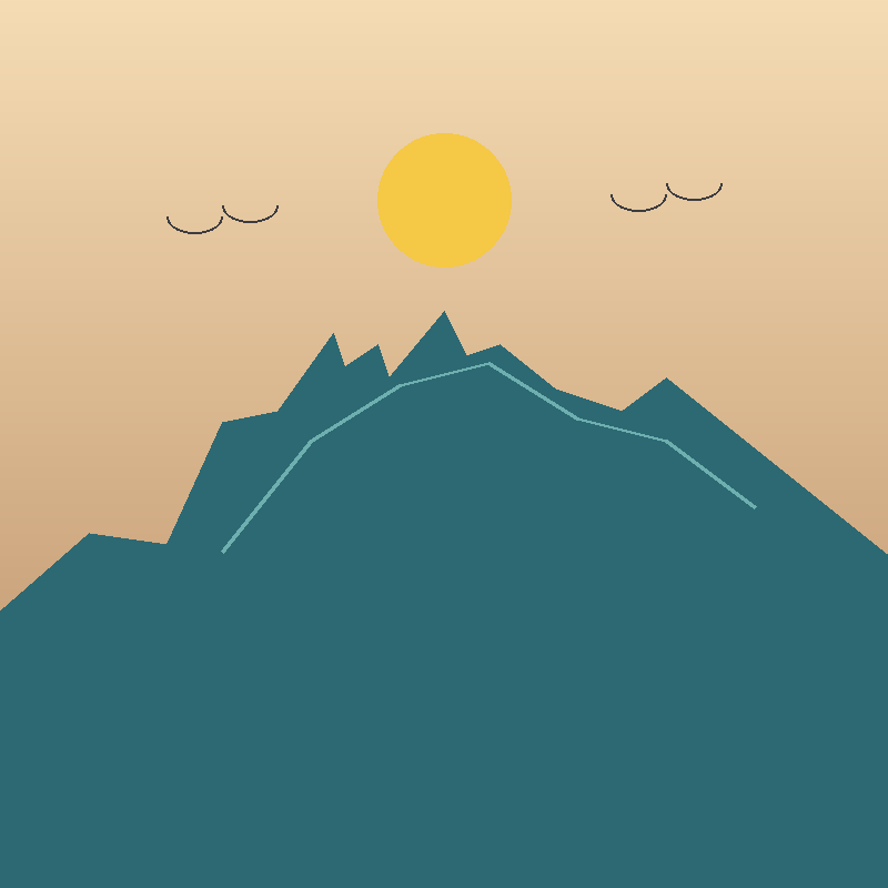 猫咪山景——山脉化作夕阳下安睡的猫咪剪影